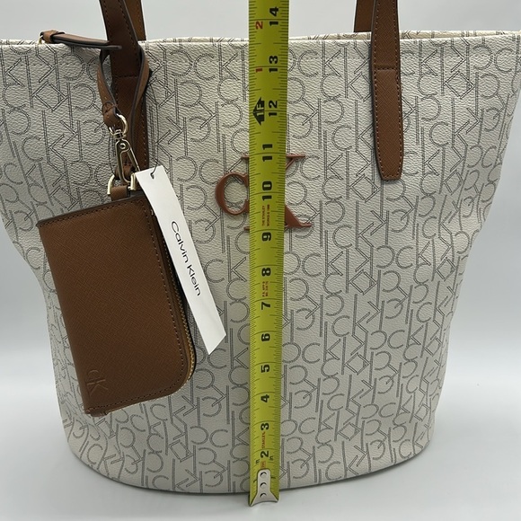 2187- Calvin Klein Almond and Brown Colors Women's Tote Bag NWT - Picture 7 of 10
